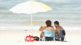 Visitors at Lady Robinsons Beach at Botany Bay.