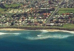Warrilla seawall built the length of beach, surf club had to close and move, Photo by Andrew Short